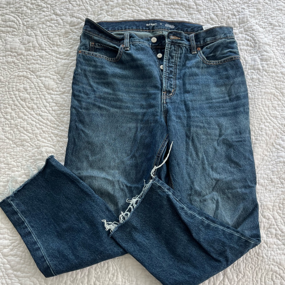 old navy sky-hi straight leg jeans